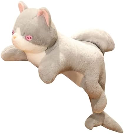 Hofun4U Cat Plush Pillow with Shark Tail - Soft Cuddly