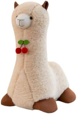 Alpaca Plush Pillow for Exam Relaxation and Play with Beige 20 inches