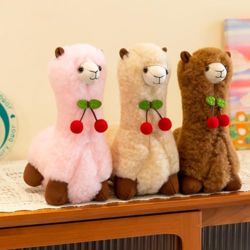 Alpaca Plush Pillow for Exam Relaxation and Play with Beige 20 inches