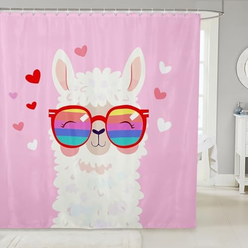Feelyou Kawaii Llama Bath Curtain Set