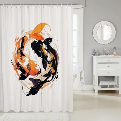 Jejeloiu Koi Fish 72x72 Japanese Style Waterproof shower curtain