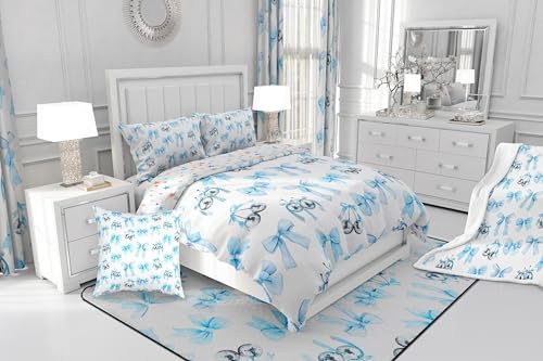 Feelyou Kids Blue Bowknot Shower Curtain Set