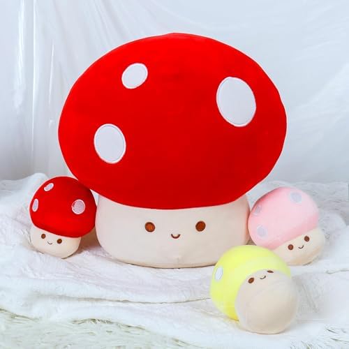 4PCS 12-Inch Mushroom Plush Pillow for Kids and Adults