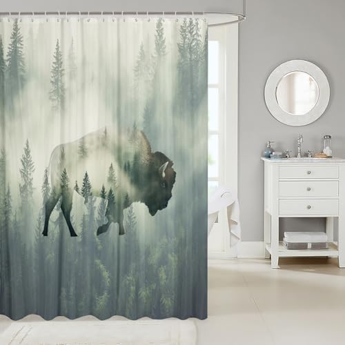 Feelyou Cute Buffalo Bath Curtain 72x72