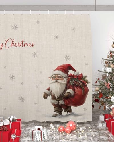 Anzona Waterproof Christmas Gnomes Shower Curtains