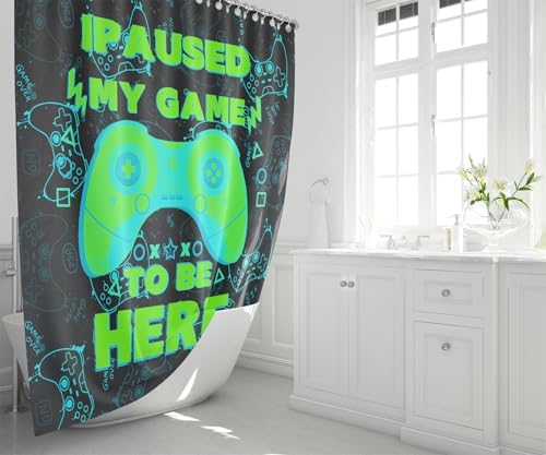 Gamer Shower Curtain Set with Rugs for Boys