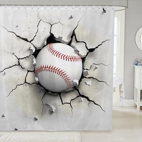Feelyou Baseball Shower Curtain Set 72x78 Inches