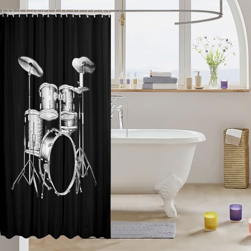 Feelyou Drum Kit Shower Curtain for Kids