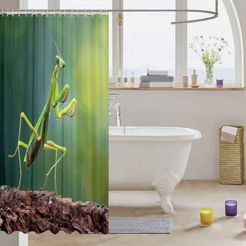 12 Hooks Waterproof Bathroom Curtain with 3D Print