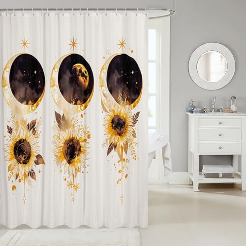 Feelyou Sun and Moon Bath Curtain 72x72 Boho