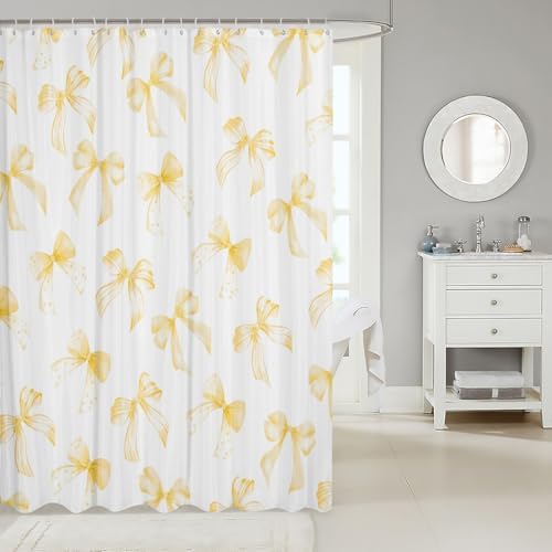 Feelyou Yellow Bow Bath Curtain for Kids