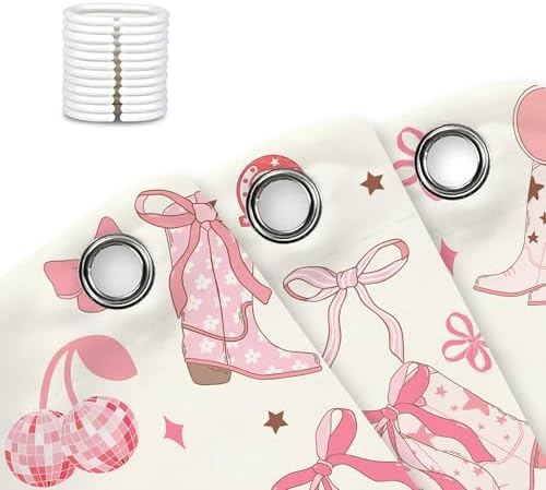 DYNH Pink Bow Western Shower Curtain Set