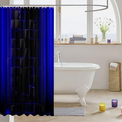Royal Blue Geometric Shower CURTAINS
