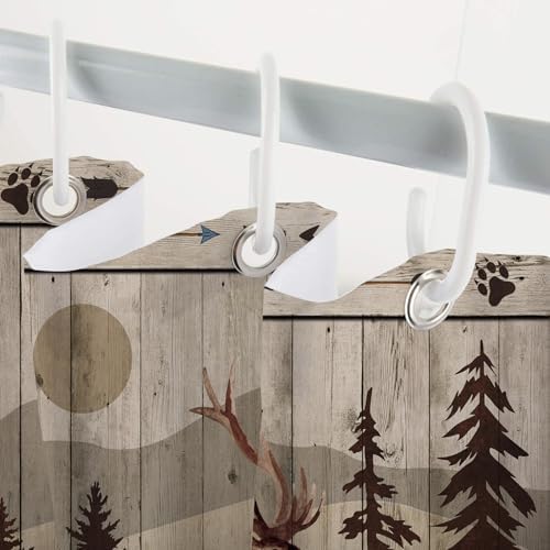 Rustic Cabin Shower Curtain with Hooks