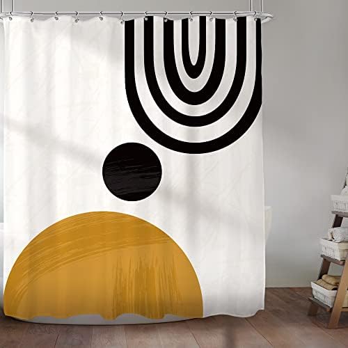 KOMLLEX Cute Mid Century Shower Curtain Set for Modern Aesthetics