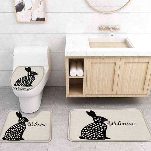 Easter Bunny Bathroom Set for Home Soft Waterproof Machine Washable Durable Cozy
