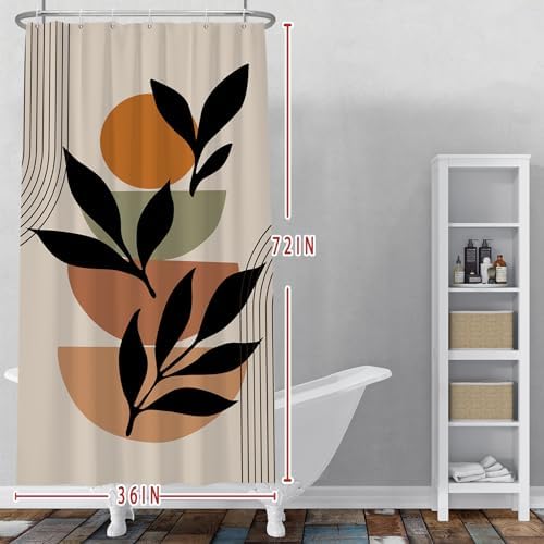 Baocicco Boho Mid Century Shower Curtain Set with Hooks