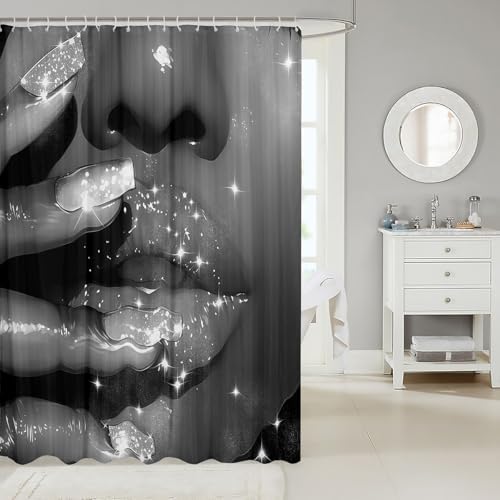 White and Gray Shower Curtain for Bathroom Decor