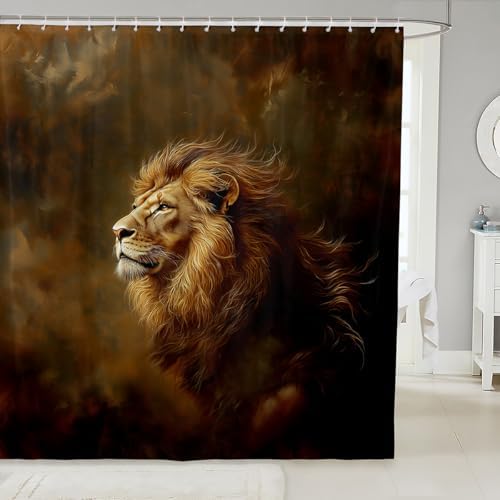 Feelyou Lion Shower Curtain 72x72 Safari Print Set