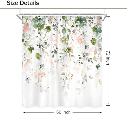 Summer Green Pink Floral Shower Curtain