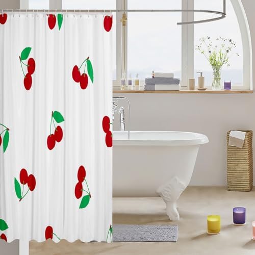 Perfect for Kids Elegant for Adults - Red Cherry Bath Curtain