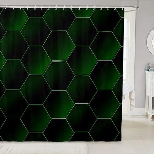Feelyou Honeycomb Shower curtain 72x78 Set for Teens - Waterproof Machine Washable