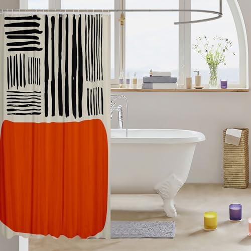 Feelyou 72x78 Orange Beige Abstract Shower Curtain