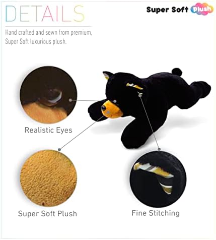 DolliBu Plush Black Bear Block Pillow