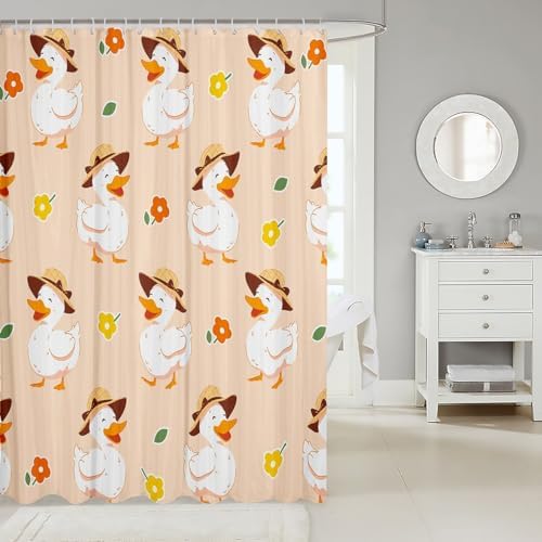 Adorable Cartoon Duck Shower Curtain Set
