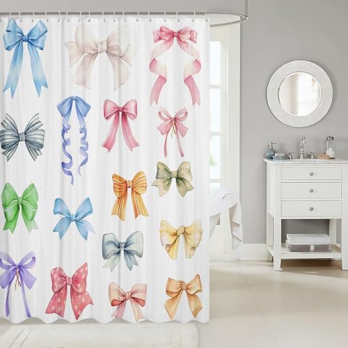Manfei Bowknot Bath Curtains 78x72 12 Hooks