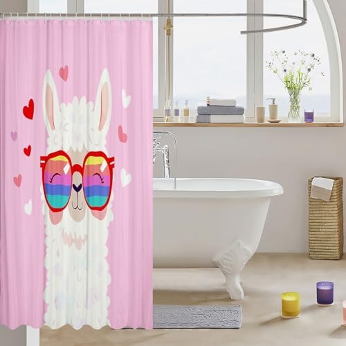 Feelyou Kawaii Llama Bath Curtain Set