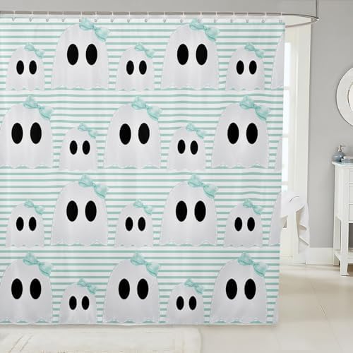 Manfei Happy Halloween Waterproof Shower Curtain 72W x 84H 12 Hook Set