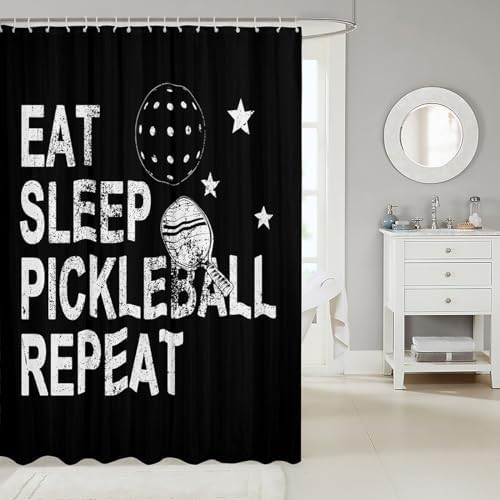 Manfei Pickleball Kids Bathroom Shower Curtains Waterproof Valet-Ready
