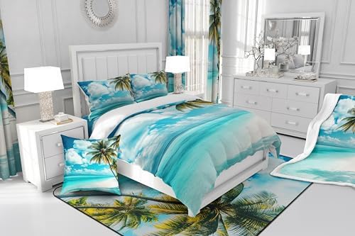 7jeloiu Kids Blue Ocean Bath Curtain 72x78 - Hawaiian Summer Gift for Kids