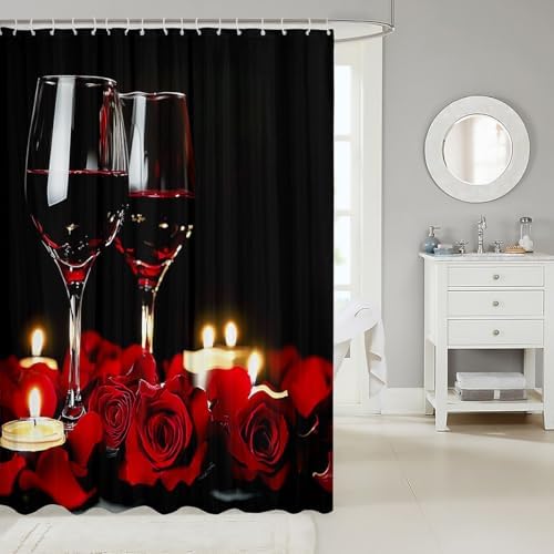 Feelyou Rose Red Wine Bath Curtains 72x72