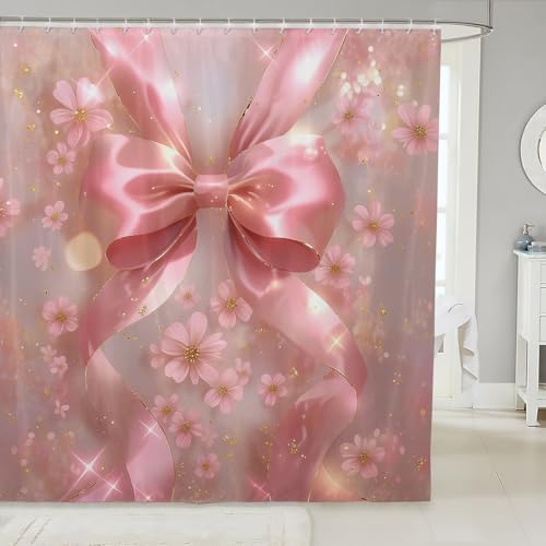 Manfei Pink Bow Shower Curtains BathROOM DECOR