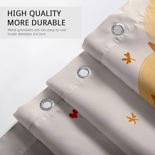 Fall Pumpkin Bear Shower Curtain Autumn Kawaii Bath Decor