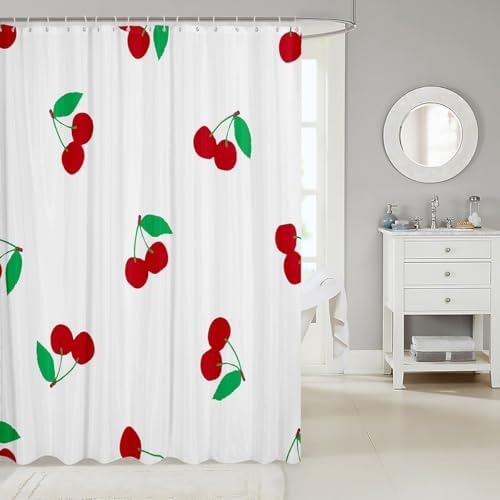 Perfect for Kids Elegant for Adults - Red Cherry Bath Curtain