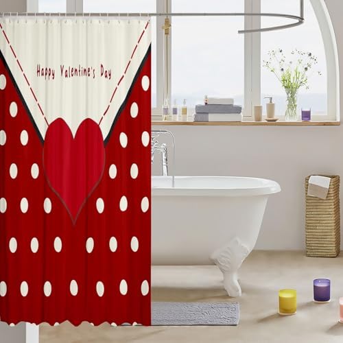 Adorable Happy Valentine Day Bash 72x72 Bath Curtain for Kids