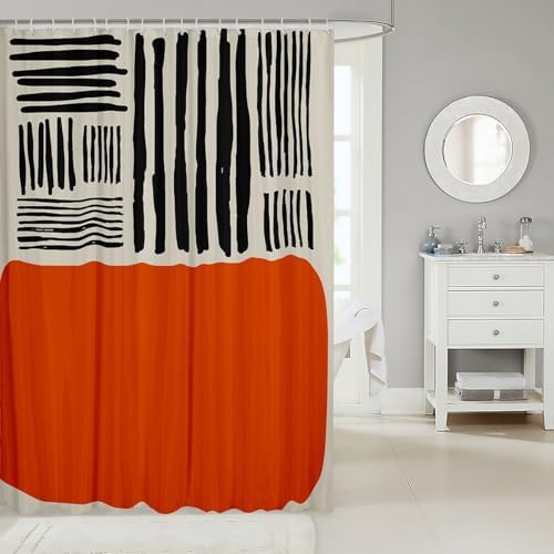 Feelyou 72x78 Orange Beige Abstract Shower Curtain