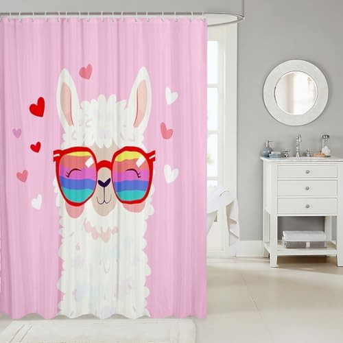 Feelyou Kawaii Llama Bath Curtain Set