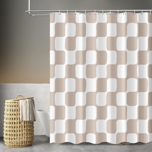 Retro-Checker Faux Linen Shower Curtains