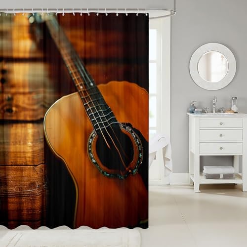 Guitar shower curtain set for kids feelyou musical 72x78 waterproofbath curtain