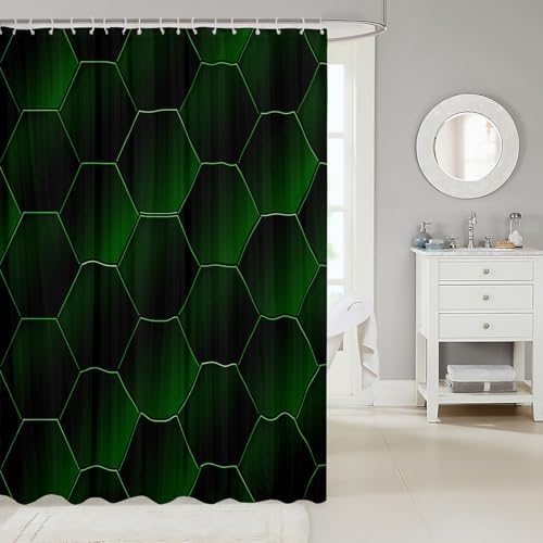 Feelyou Honeycomb Shower curtain 72x78 Set for Teens - Waterproof Machine Washable