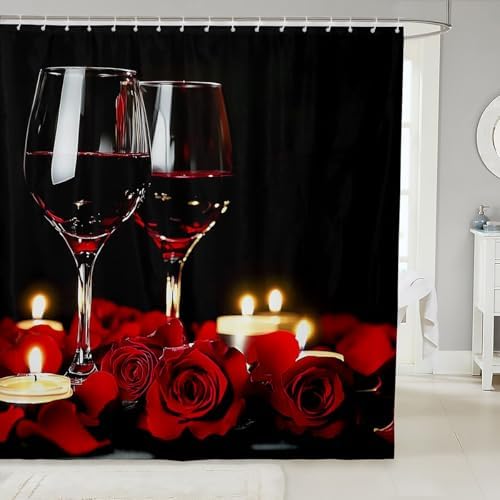 Feelyou Rose Red Wine Bath Curtains 72x72
