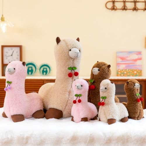 Alpaca Plush Pillow for Exam Relaxation and Play with Beige 20 inches