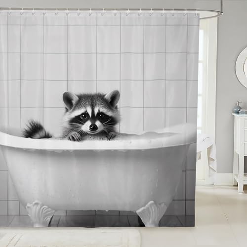 Feelyou Raccoon Shower Curtain 72x72 Set Cute for Kids