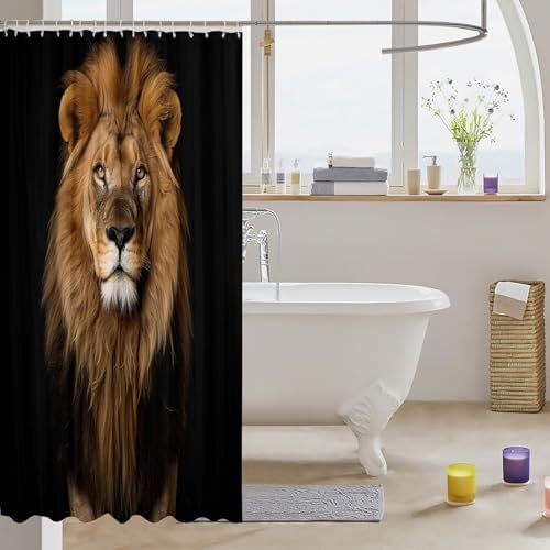 Jejeloiu Lion Shower Curtain Safari Print 72x72