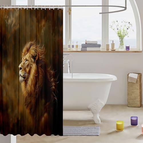 Feelyou Lion Shower Curtain 72x72 Safari Print Set