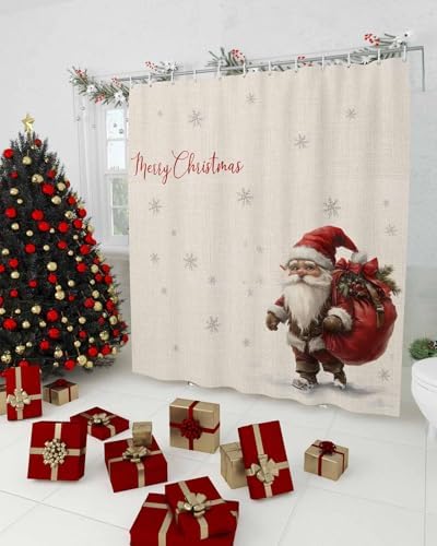 Anzona Waterproof Christmas Gnomes Shower Curtains